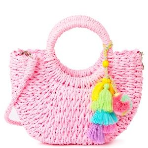 MOST WANTED USA
Top Handle Straw Crossbody Bag In Pink